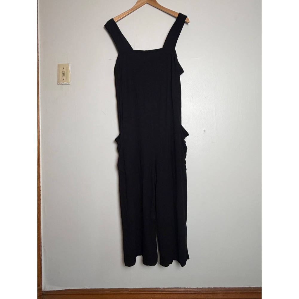 Eileen Fisher Black Wide Leg Jumpsuit romper cropped euro summer lagenlook S